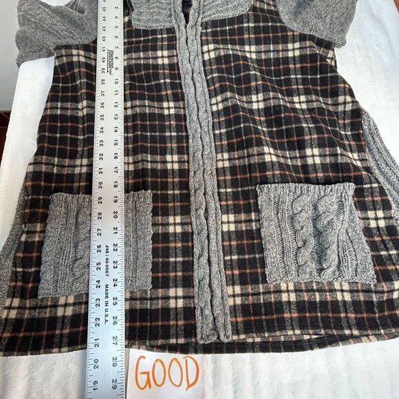 Anthropologie Moth Womens Derry Plaid Wool Blend Zip Hooded Jacket Large Gray - Picture 8 of 8